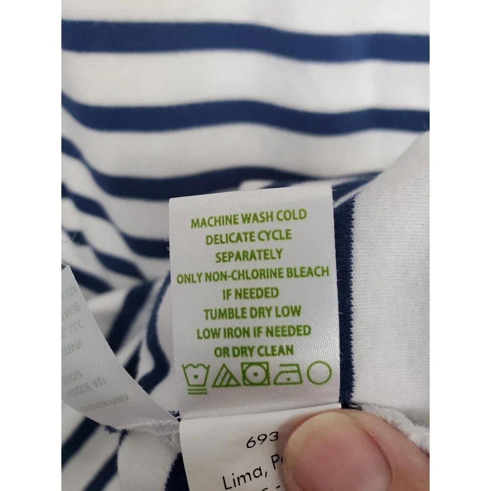 Lilly Pulitzer High Tide Navy Perfect Stripe Puff Sleeve Anabella Shirt Dress S - Picture 6 of 7